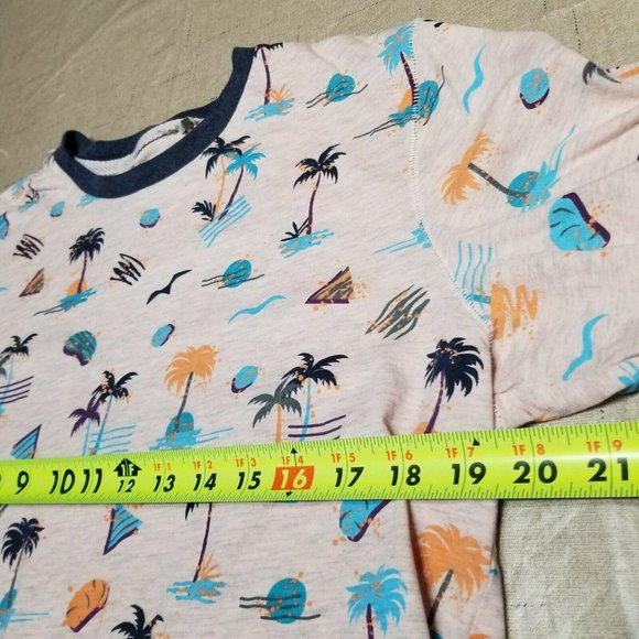 Mens Orange Hawaiian Palm Trees  Shirt Free Planet Size M Short Sleeve … - Picture 9 of 9